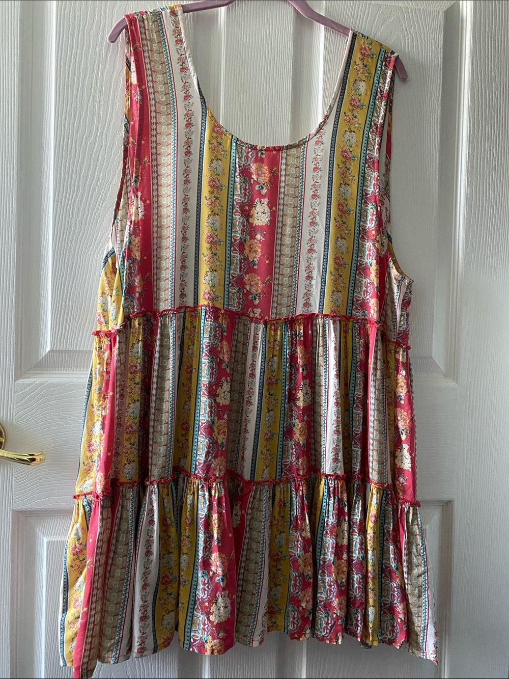 O’Neill Boho Patchwork Floral Scoop Neck Sleeveless Dress L